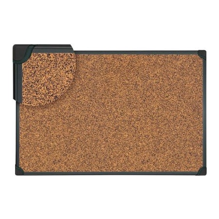 Universal Tech Cork Board - 36in x 24in - Rubber-Cork Surface with Black Plastic Frame 43022